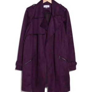 CALVIN KLEIN COAT, Aubergine, Faux Suede Fall Coat, 16W,
